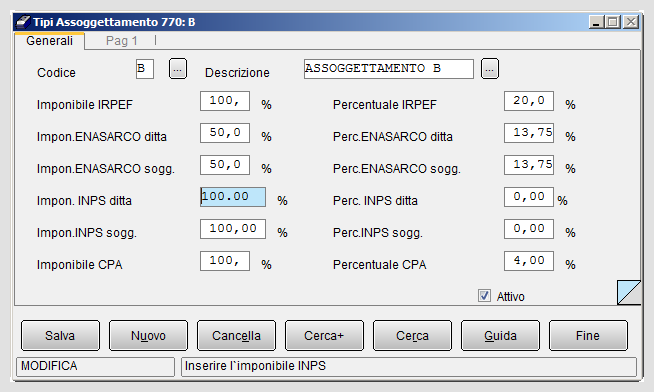 Figura 3: Tabella Assoggettamento Mod. 770 - Enasarco